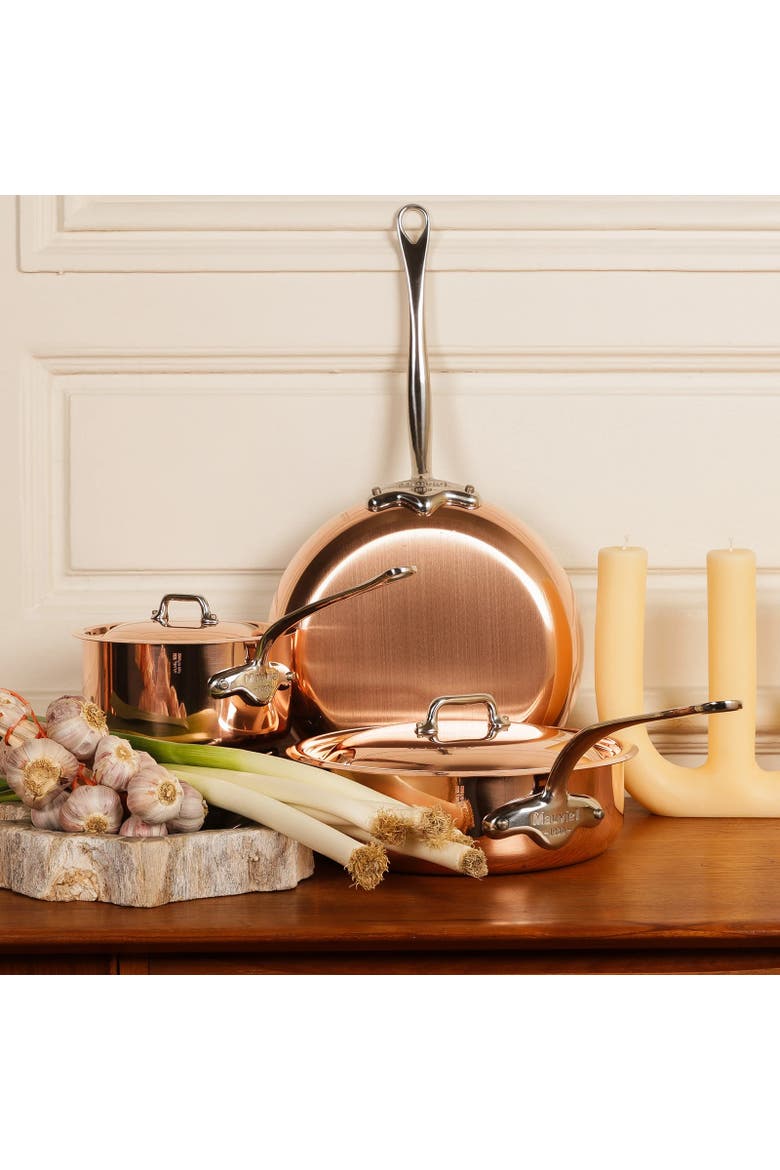 M'3 S 3.2-Qt Copper Saute Pan With Lid, Cast Stainless Steel Handle, Alternate, color, Copper