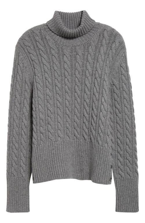 Thom Browne Classic Cable Knit Cashmere Turtleneck Sweater In Light Grey