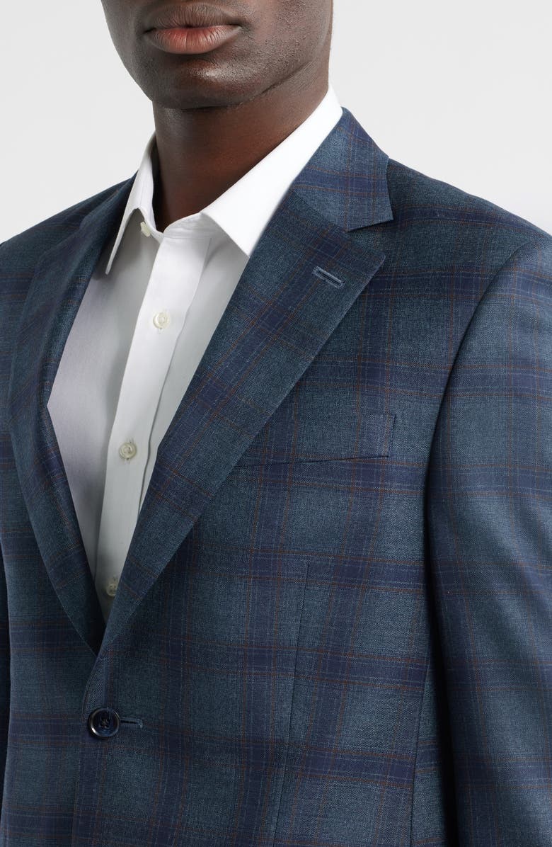 Peter Millar Flynn Classic Fit Windowpane Check Wool Sport Coat, Alternate, color, Green