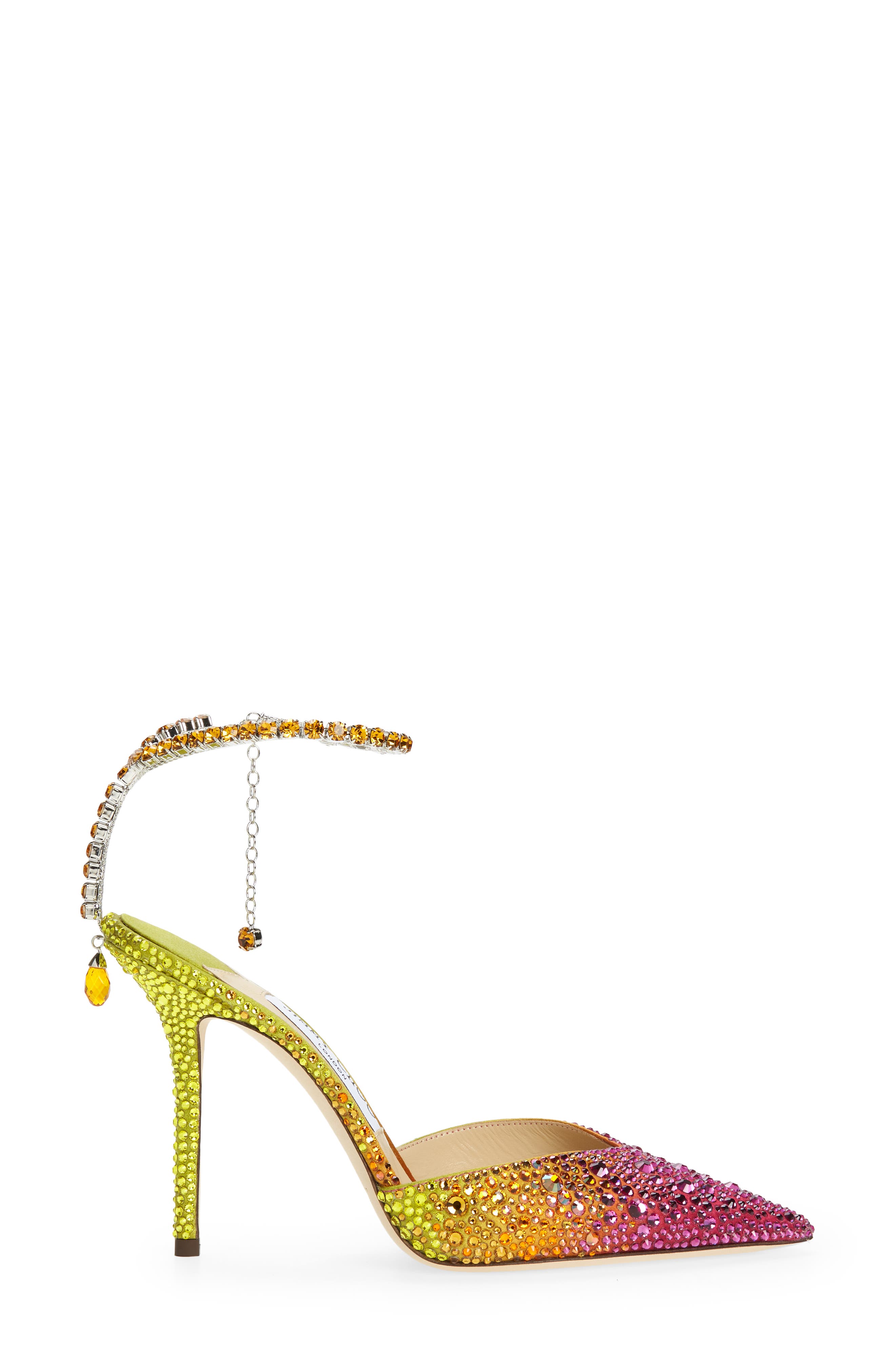 Jimmy Choo Saeda Crystal Ankle Strap Pointed Toe Pump, Alternate, color, 