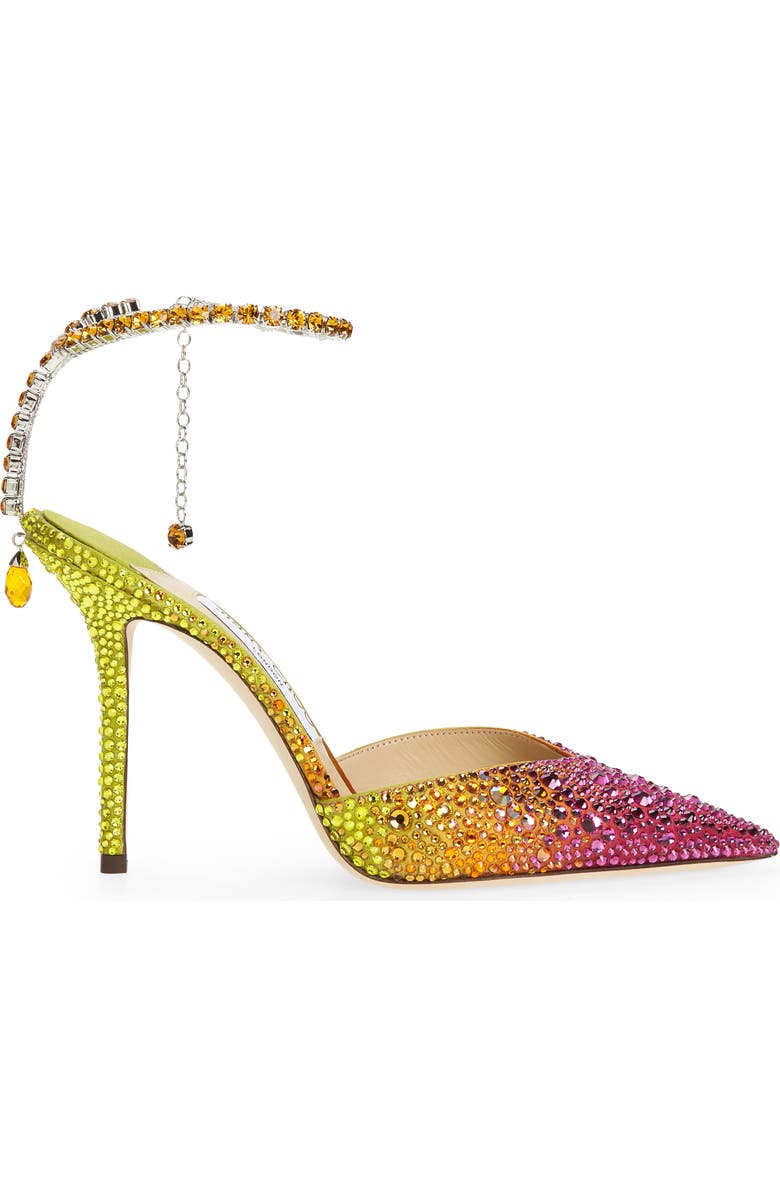 Jimmy Choo Saeda Crystal Ankle Strap Pointed Toe Pump, Alternate, color,