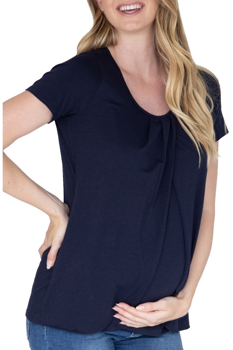 Petal Front Maternity/Nursing Top, Main, color, NAVY
