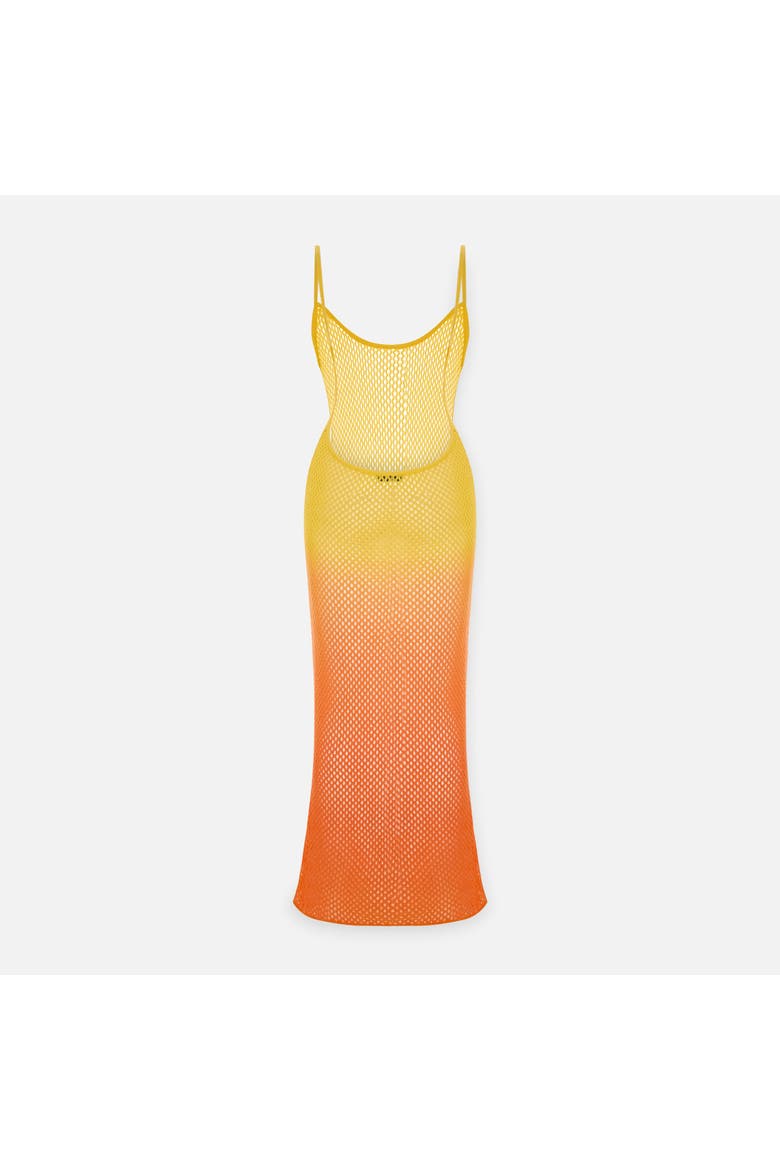 The Solar Reflections Sunset Ombre Crochet Maxi Dress, Alternate, color, Yellow