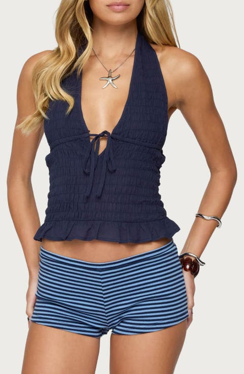 Larissa Smocked Cotton Halter Top