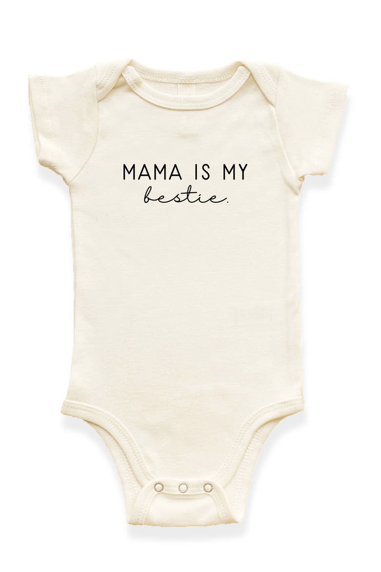Mama is my Bestie Organic Baby Bodysuit, Main, color, Natural Black Lettering