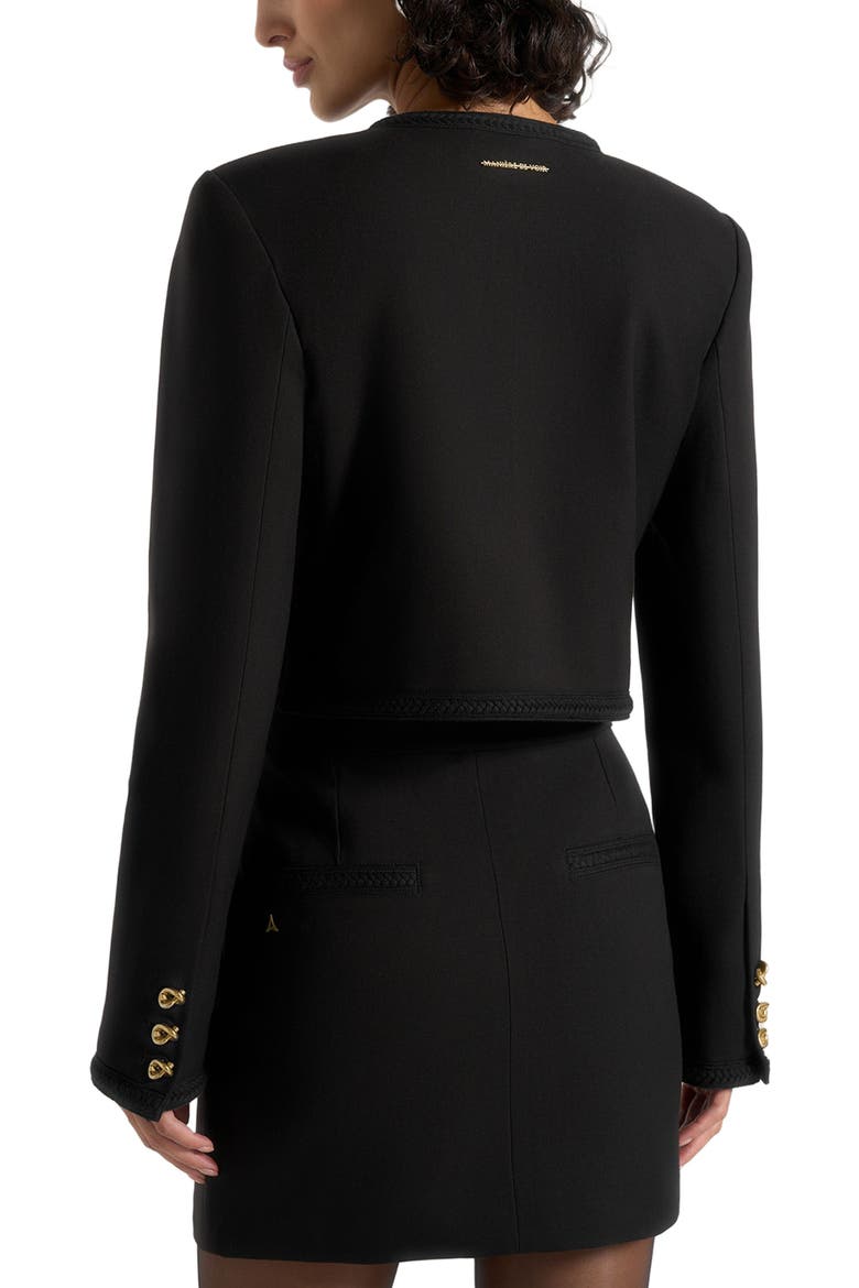 Madeline Cropped Tailored Jacket With Braided Trim, Alternate, color, Black
