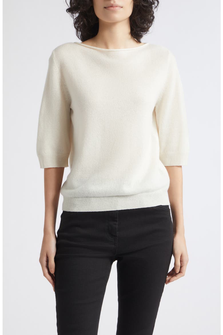 Silk Blend Short Sleeve Sweater, Main, color, CREAM