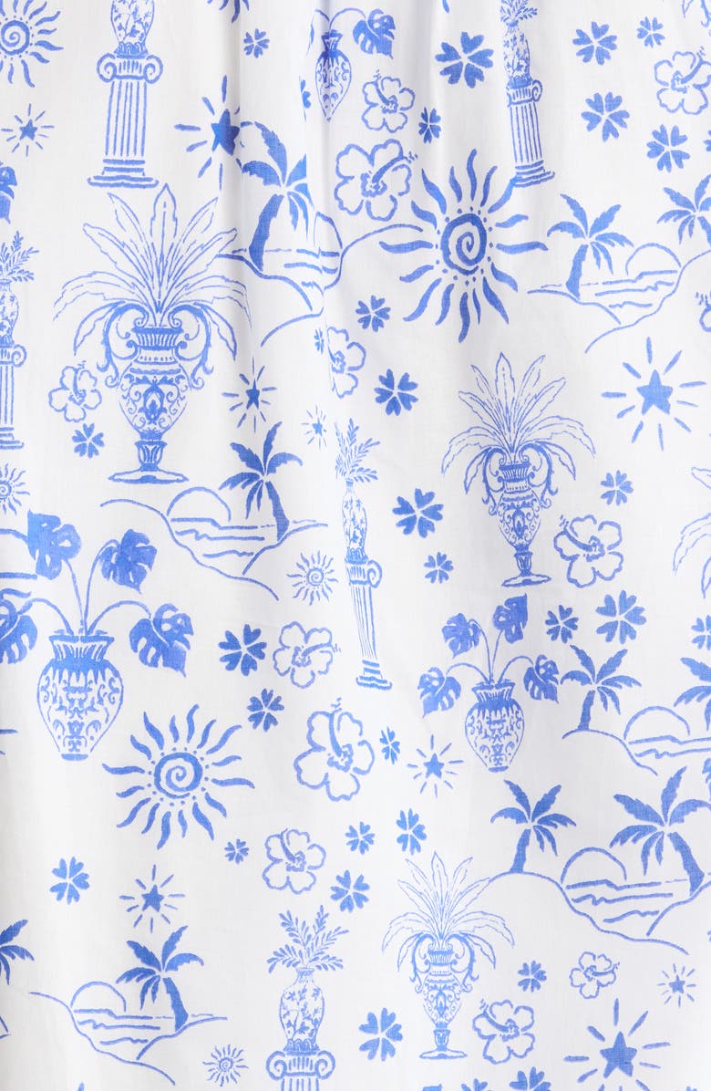 SUGARLIPS Azul Tropics Deniza Split Neck Top, Alternate, color, Blues White