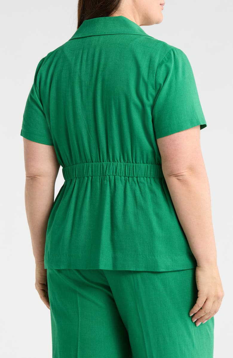 Tahari ASL Short Sleeve Linen Jacket, Alternate, color, Parakeet Green