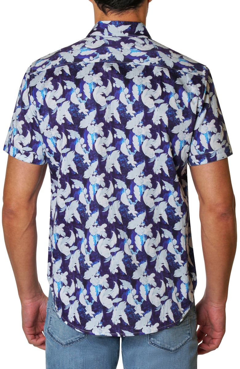 Robert Graham Alfaro Feather Short Sleeve Woven Button-Up Shirt, Alternate, color,