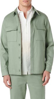 Bugatchi Linen & Cotton Button-Up Shirt Jacket