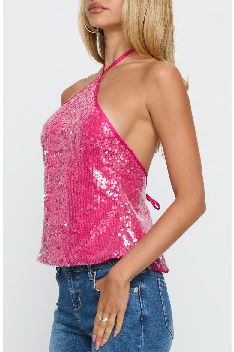 Sun Salutations Sequin Halter Top, Alternate, color, PINK