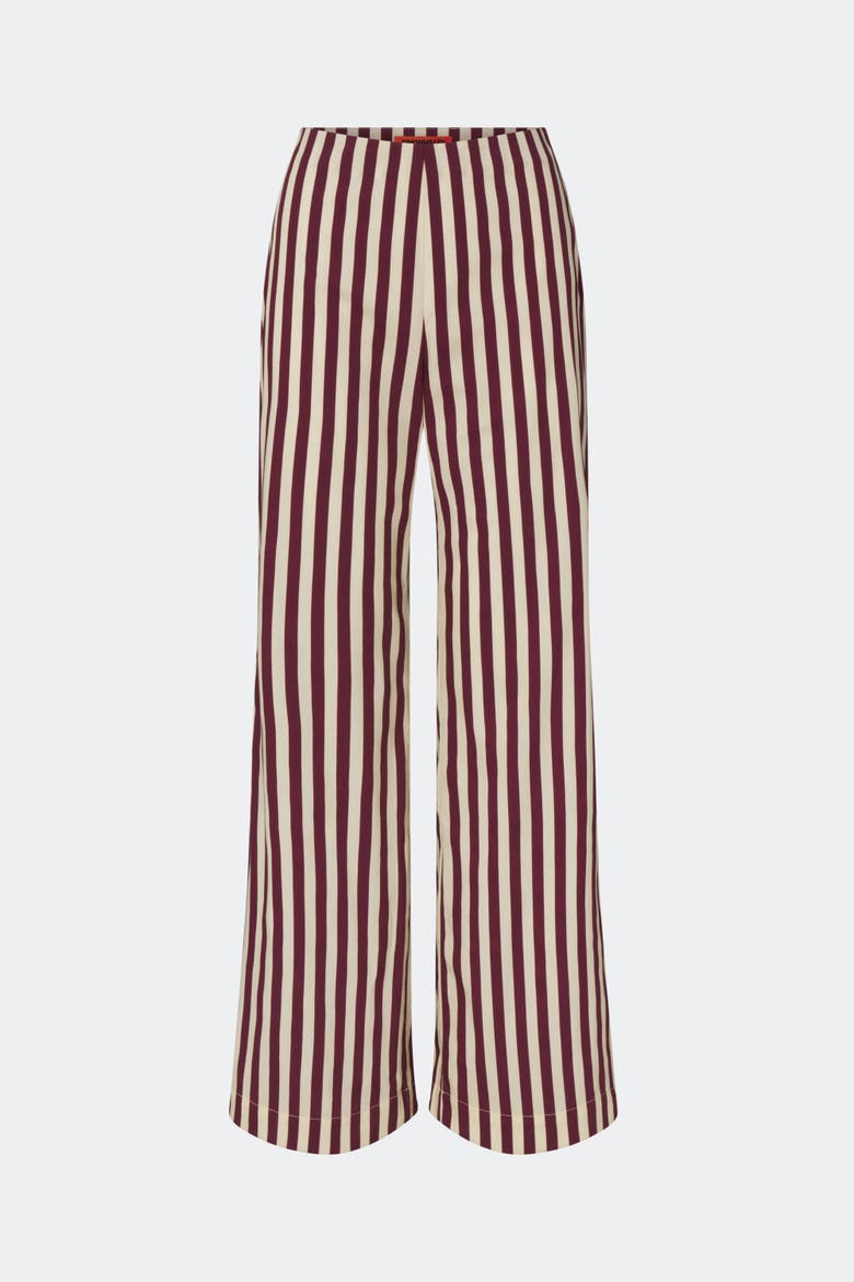 Pia Poplin Straight Leg Pant, Main, color, Bordeaux Stripe