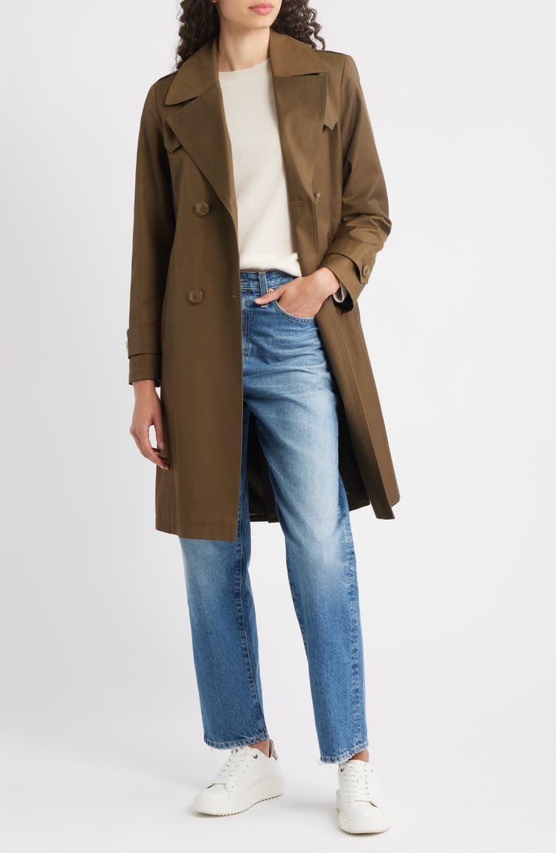 Via Spiga Water Resistant Cotton Blend Trench Coat, Alternate, color, Botanic Green