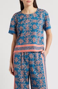 CITY BLUES Floral Woven Top
