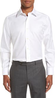 David Donahue Trim Fit Superfine Twill Dress Shirt