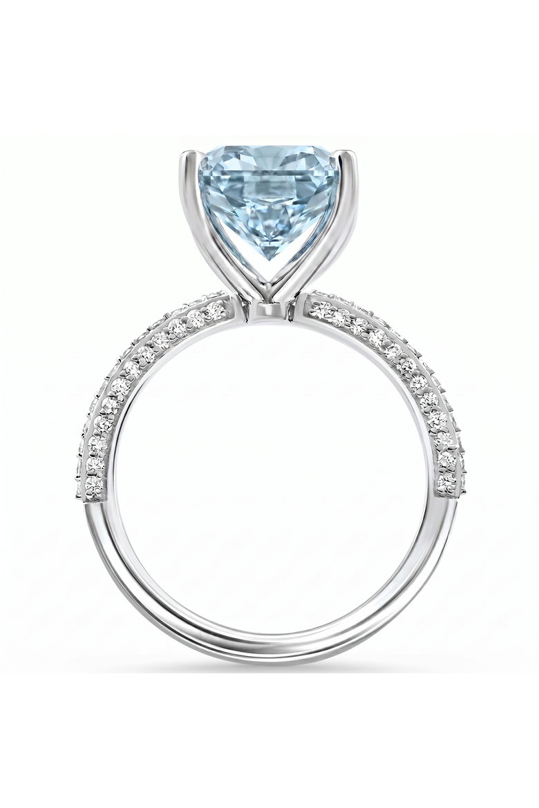 4.44Ct Fancy Blue Radiant Cut Diamond Engagement Ring 14k Gold Lab Grown, Alternate, color, 14k White Gold