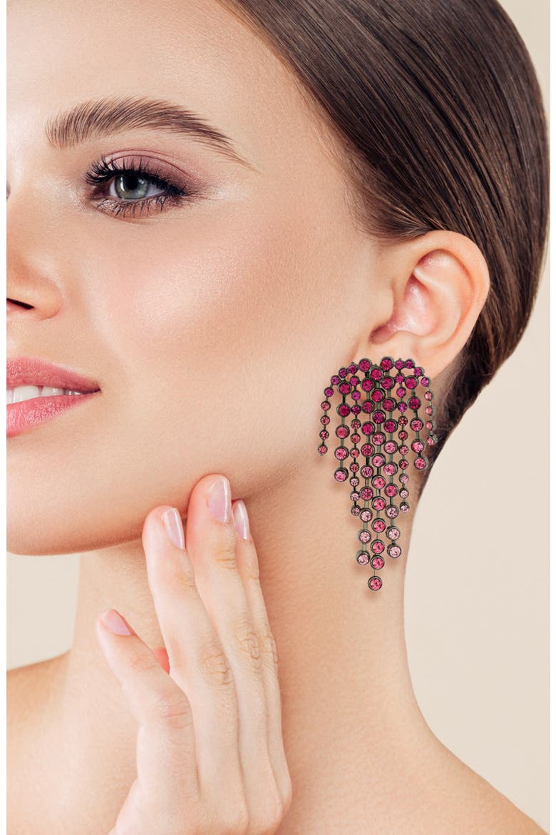 Ombre Crystal Tassel Drop Earrings, Alternate, color, SILVER