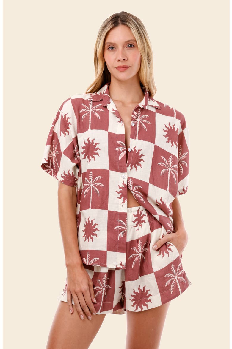 Sunrise Palm Twyla Cotton Cover-Up Shirt, Alternate, color, SUNRISE PALM