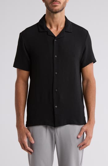 Texture Short Sleeve Button-Up Shirt