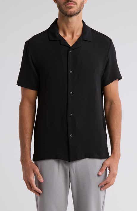 DENIM AND FLOWER Texture Short Sleeve Button-Up Shirt