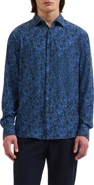 Bugatchi Julian Shaped Fit Leaf Print Button-Up Shirt