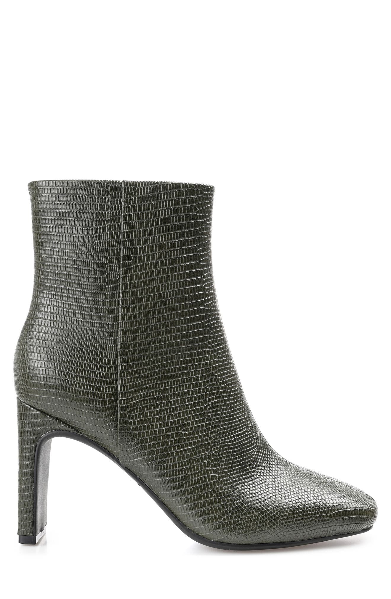 Journee Collection Sarla Lizard Embossed Block Heel Bootie, Alternate, color, Olive