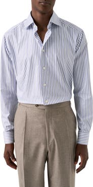Eton Contemporary Fit Stripe Twill Button-Up Shirt