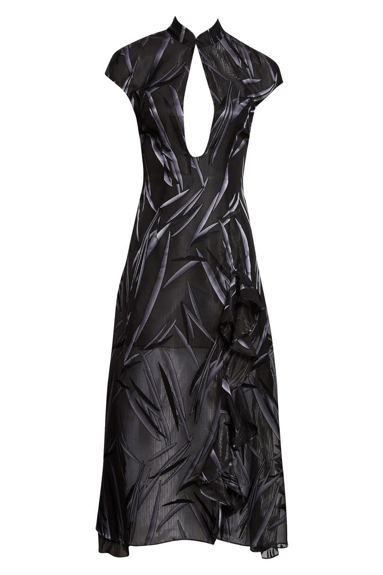 Chiffon Plunge Neck Dress, Alternate, color, SMOKE