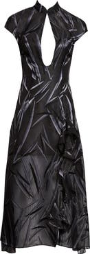 KIM SHUI Chiffon Plunge Neck Dress