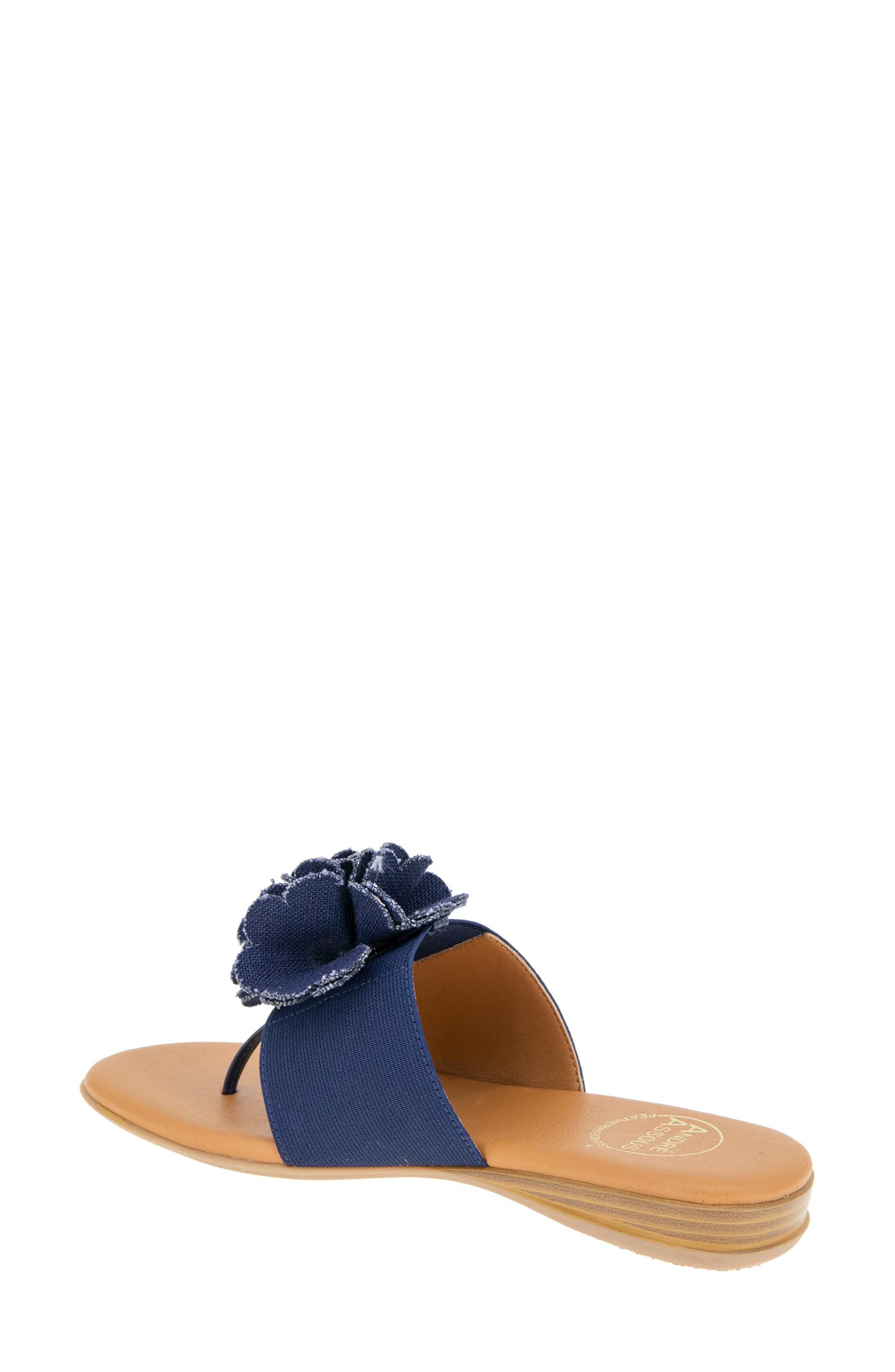 André Assous Nate Flower Sandal, Alternate, color, Navy