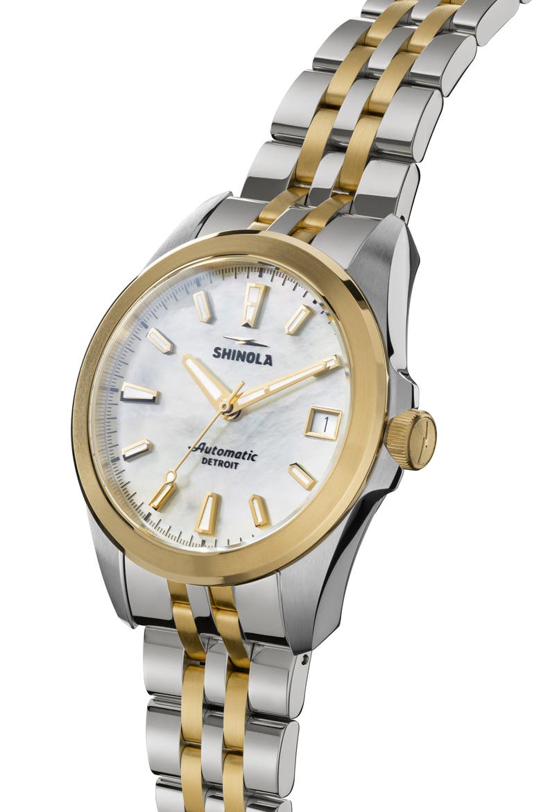 Circadian Monster Mother-of-Pearl Automatic Bracelet Watch, 36mm, Alternate, color, WHITE