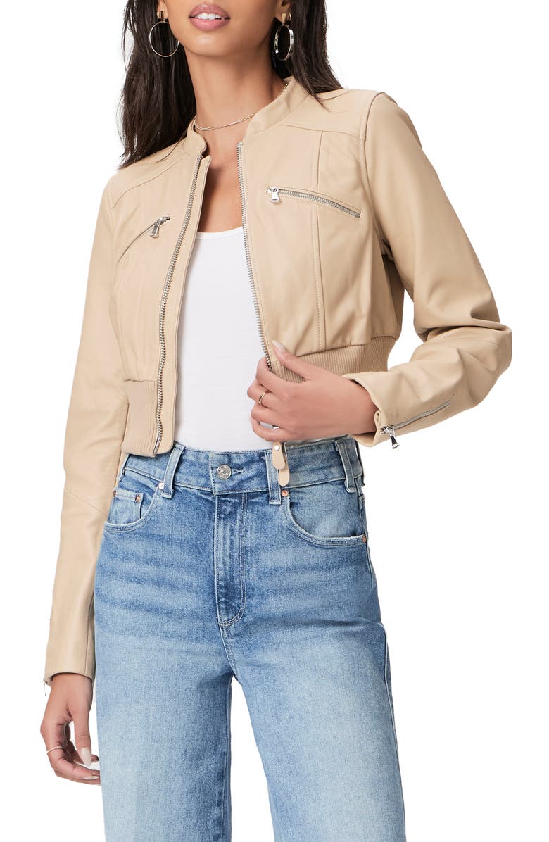 PAIGE Ameena Crop Leather Jacket, Main, color,
