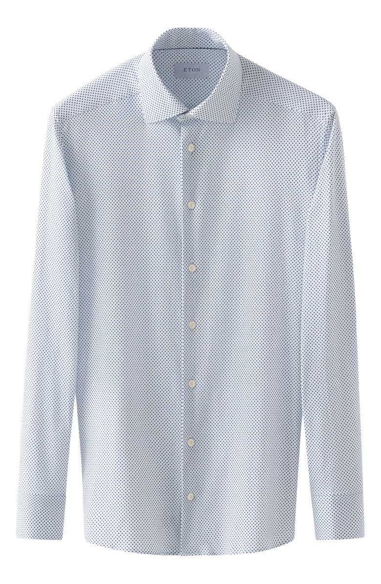 Eton Slim Fit Medallion 4Flex Fit Stretch Jersey Dress Shirt, Alternate, color, Medium Blue