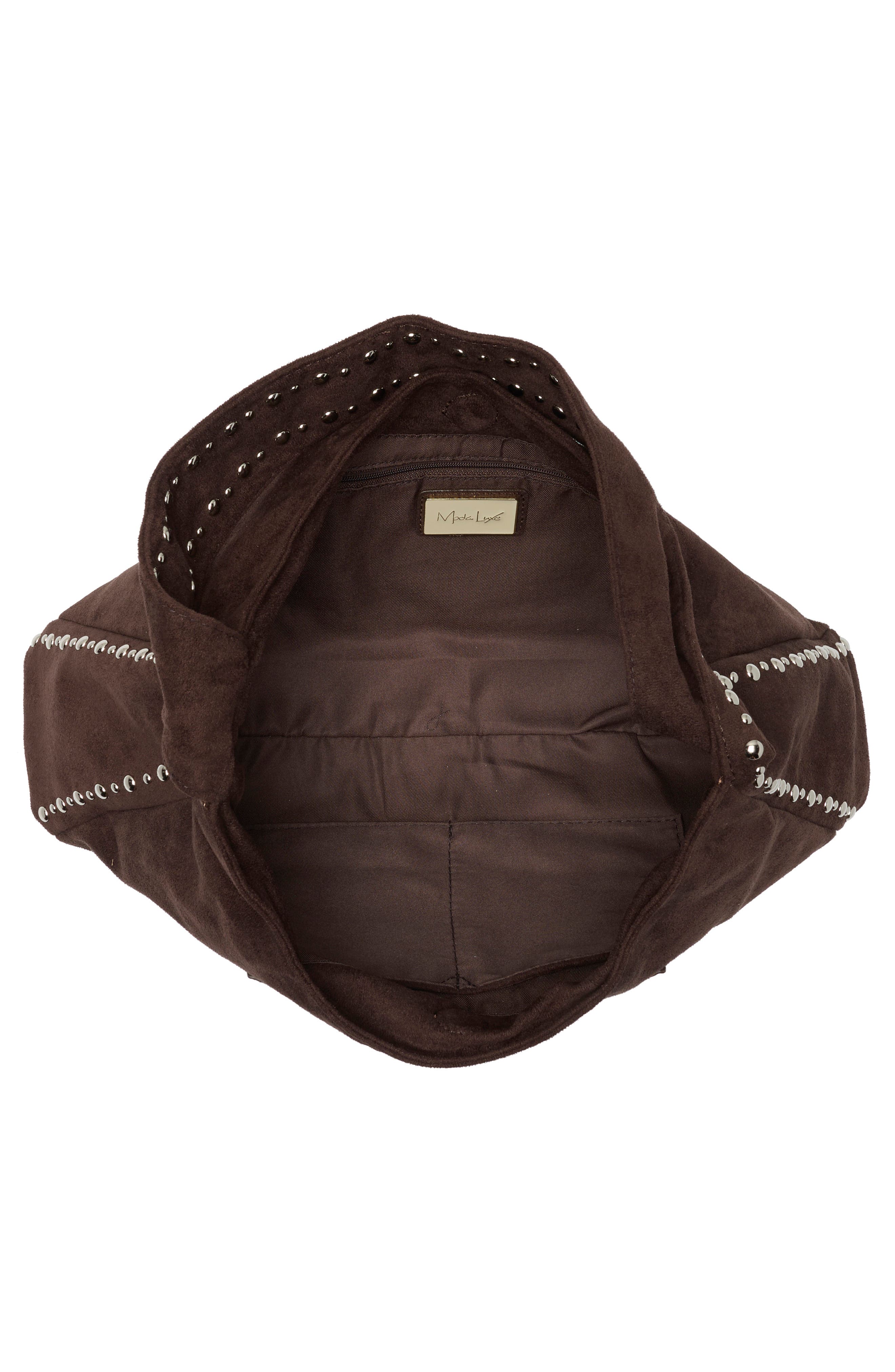 Faux Suede Shoulder Bag, Alternate, color, CHOCOLATE