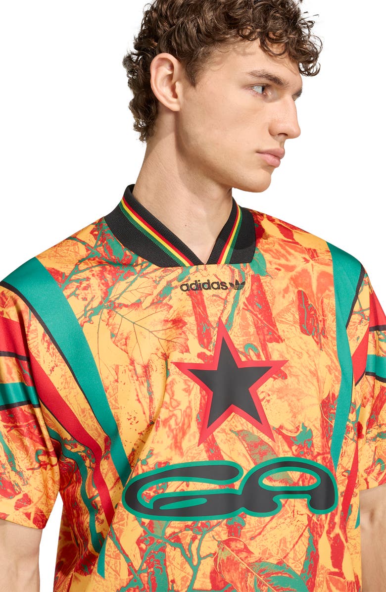 adidas Ghana Graphic Jersey, Alternate, color, Green/ Yellow/ Better Scarlet