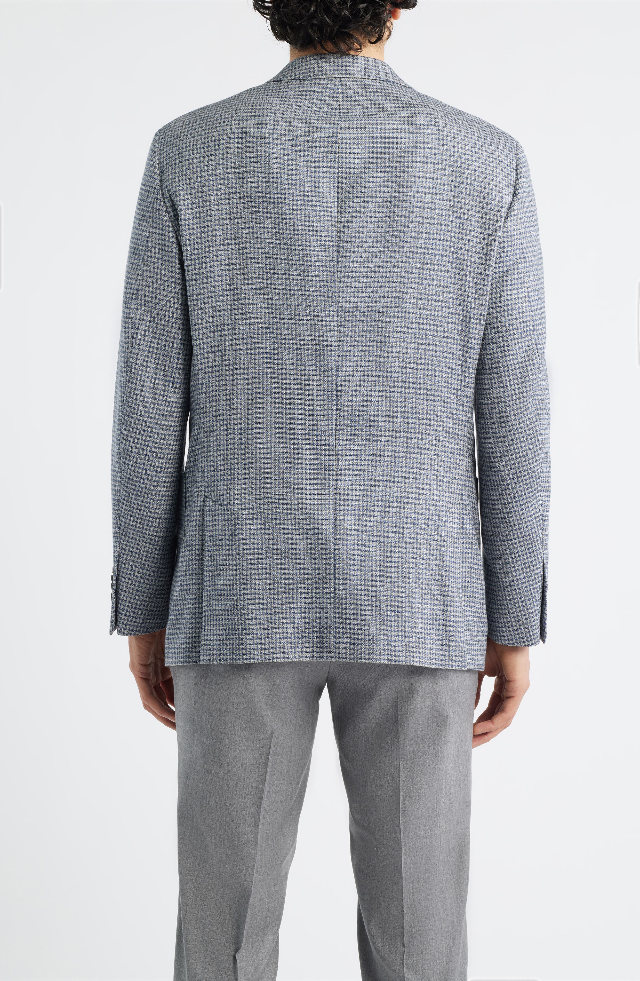 Hyperlight Soft Grey Houndstooth Check Wool & Linen Blend Sport Coat - image 2