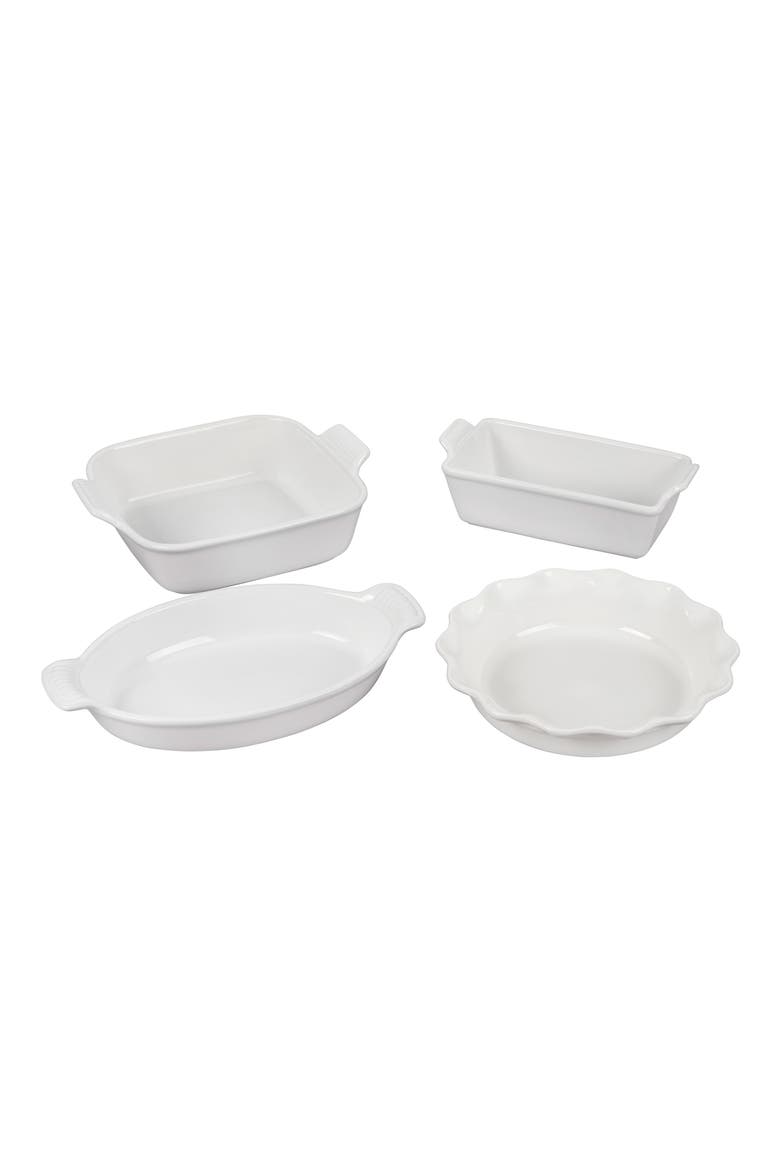 4-Piece Heritage Bakeware Essentials Stoneware Set, Main, color, WHITE