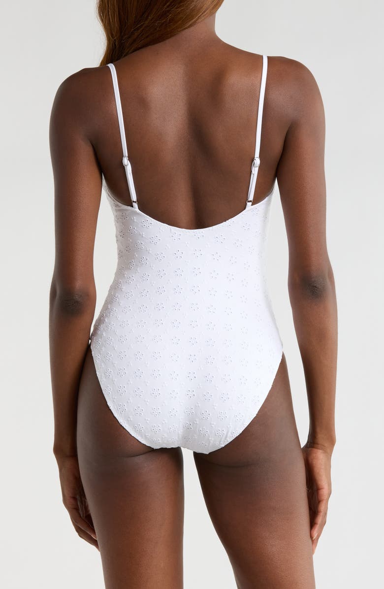 Polo Ralph Lauren Eyelet Keyhole One-Piece Swimsuit, Alternate, color, White
