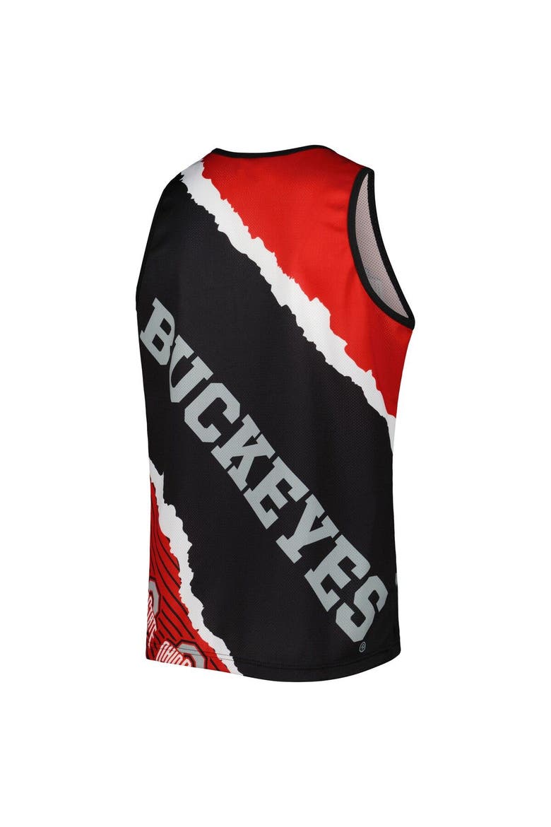 Men's Mitchell & Ness Black/Scarlet Ohio State Buckeyes Jumbotron 2.0 Sublimated Tank Top, Alternate, color, Black