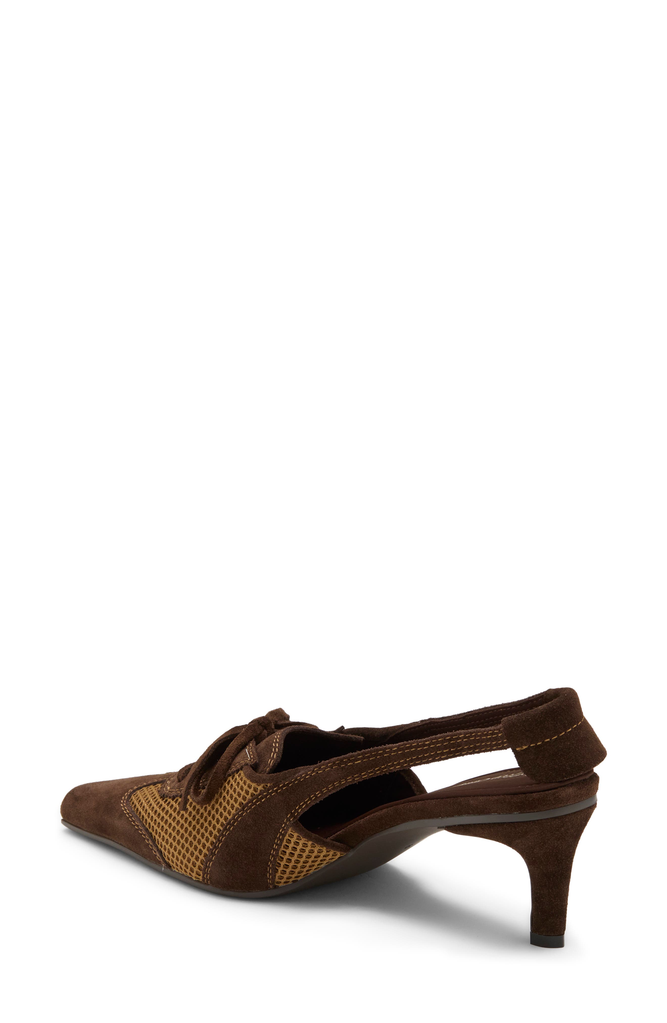 Laces Leather Slingback Pump, Alternate, color, NATURAL BROWN COMBO