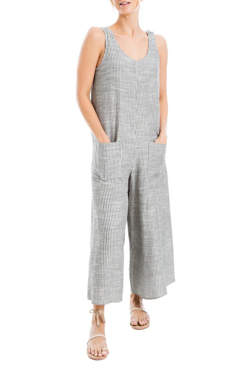 MAX STUDIO Sleeveless Yarn Dye Jumpsuit, Alternate, color,