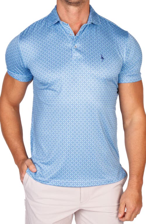 Tailorbyrd Abstract Geo Performance Golf Polo In Blue