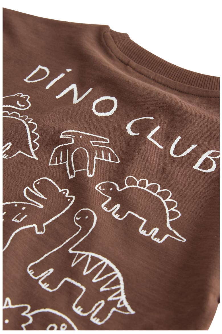 Kids' Oversize Dino Club Cotton Graphic T-Shirt, Alternate, color, BROWN