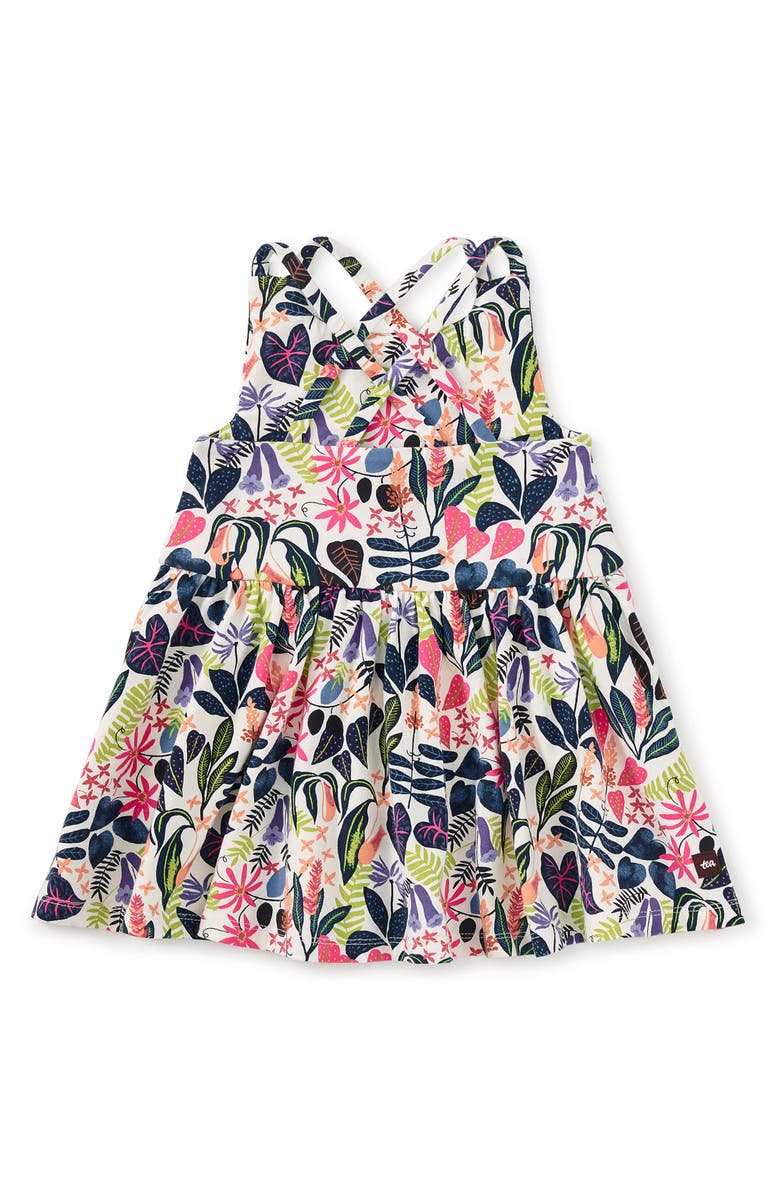 Tea Collection Strappy Back Skirted Dress, Alternate, color, Amazon Rainforest Floral