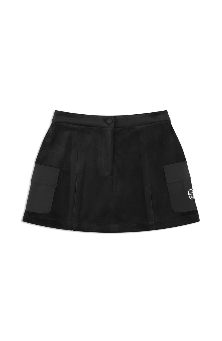 Sergio Tacchini Adele Velour Skirt, Alternate, color, Black Beauty