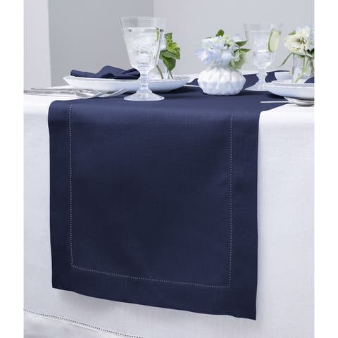 Linen Table Runner for Dining Table, Holiday and Everyday Table Decor - Classic Hemstitch