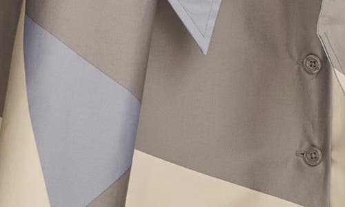 DONNA KARAN DONNA KARAN NEW YORK GEO COLORBLOCK BELTED MIDI SHIRTDRESS 
