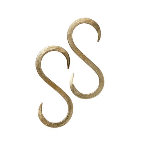 Hammered S Hook Set of 2 Antique Brass Kitchen Decor