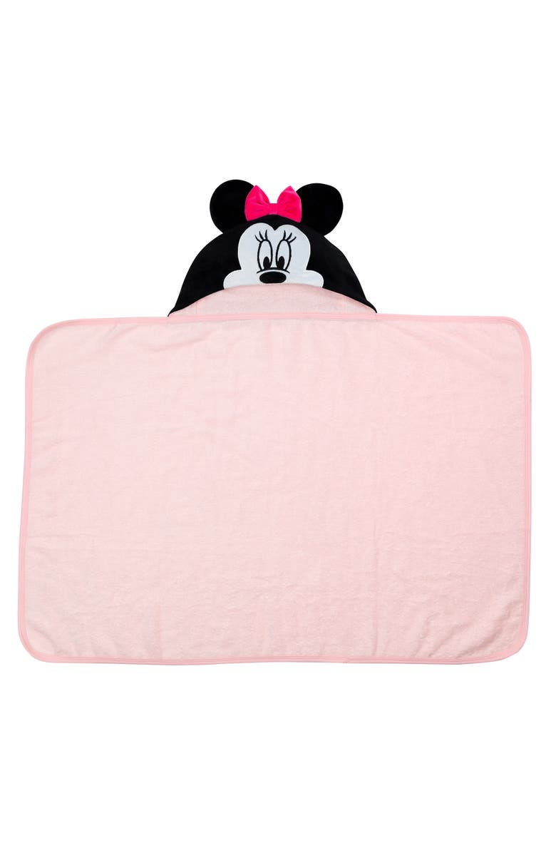 Lambs & Ivy Disney Baby Minnie Mouse Cotton Hooded Baby Bath Towel, Alternate, color, Pink